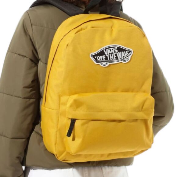 Vans Off The Wall Realm Backpack Yellow Book School Skateboard Patch Lightweight